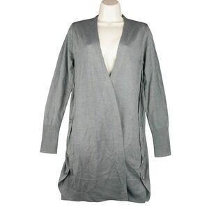 Tahari Womens S Merino Wool Blend Long Gray‎ Cardigan Acrylic Sweater